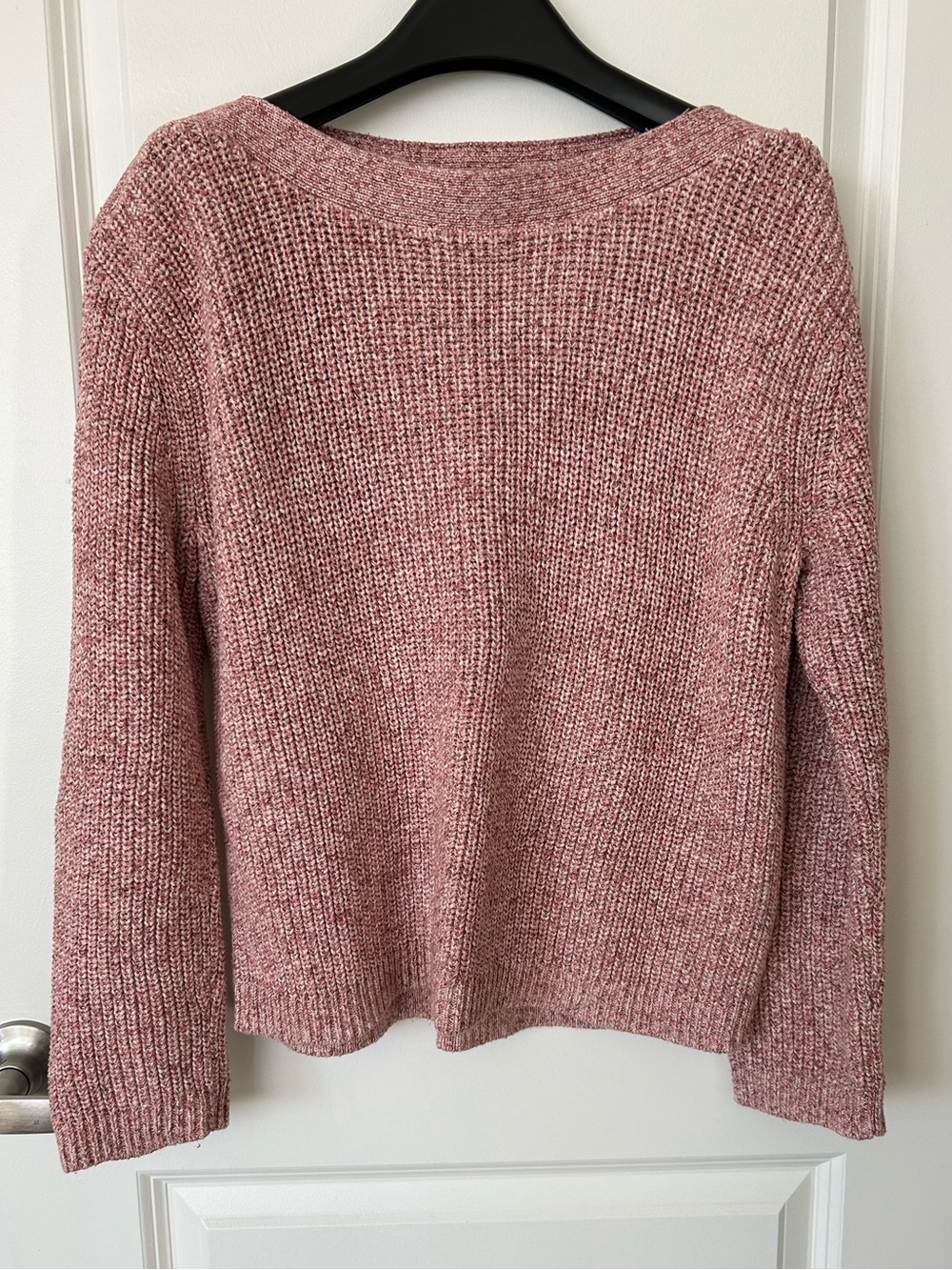 Quince 100% Organic Cotton Fisherman Boatneck Sweater in Marled Rose Pink - XS